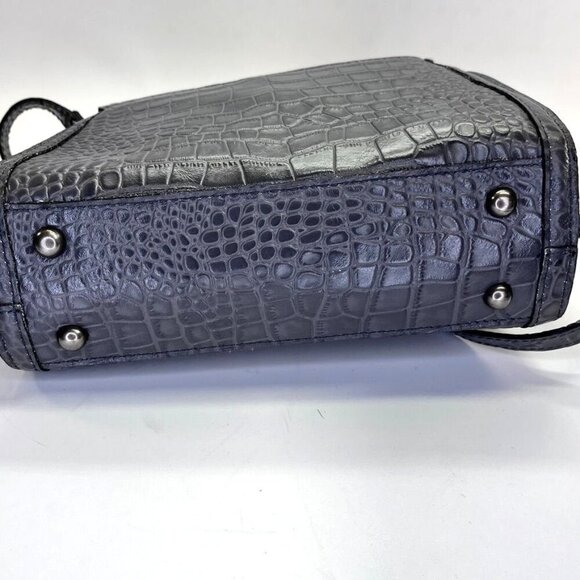 Patricia Nash Croc Embossed Ashmore Bag Smoke Gray  Purse Flap  Turn Lock - Picture 3 of 14